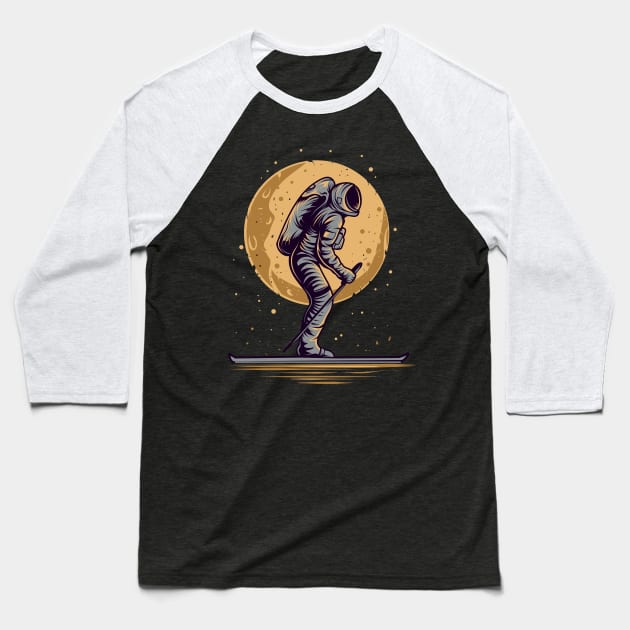 Astronaut skiing in space Baseball T-Shirt by Frispa